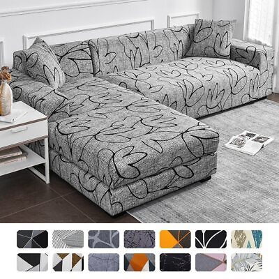 #ad Sofa Cover Living Room Stretch Printed Slipcover Corner Couch Cover 1 2 3 4 seat $51.17