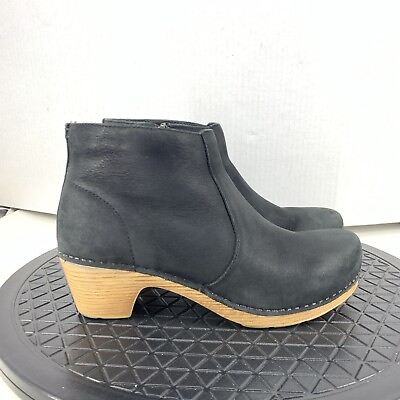 #ad Dansko Women 37 Size 6.5 7 Shoes Black Leather Ankle Booties Boots Low Heel $47.99
