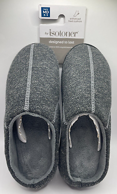 #ad Isotoner DARK CHARCOAL Slip on Men#x27;s Slippers MD 8 9 NEW WITH TAGS $14.99