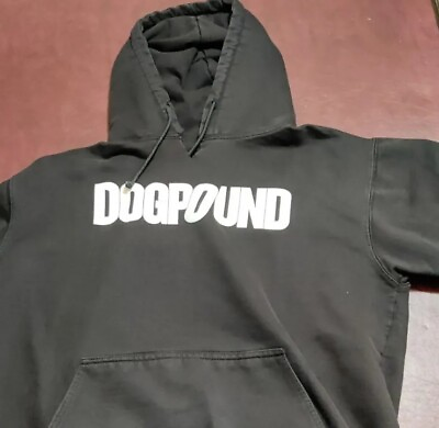 #ad Dog Pound Gym Hoodie Men Medium Black Long Sleeve Kangaroo Pocket Pullover $25.60