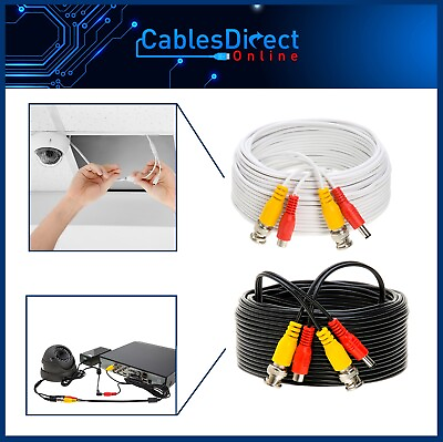 #ad CCTV Cable Security Camera Siamese Wire BNC DC Power Video White Black Lot $8.58