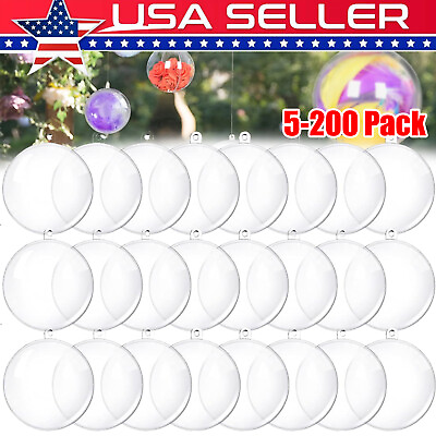 #ad Clear Plastic Ball Baubles Sphere Fillable Christmas Ornament Craft Gift Box US $7.98