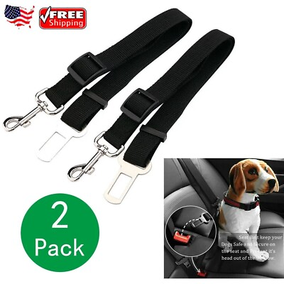 #ad 1 2x Pet Dog and Cat Seat Belt Car Pet Seat Belt Heavy Duty Nylon Restraint Cord $7.26