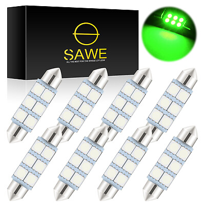 #ad 8 x SAWE 41mm 42mm 6SMD LED Dome Map Interior Light Bulbs 578 211 2 212 2 Green $9.93