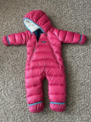 #ad Patagonia Pink Hi Loft Down Bunting Toddler Snowsuit Size 6 12 Months $100.00