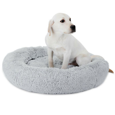 #ad 30quot;Calming Ultra Soft Shag Faux Fur Dog Bed Cuddler Pet Soft Warmer Washable $17.59