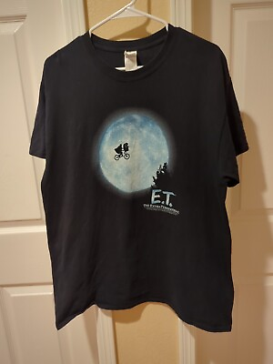 #ad E.T. The Extra Terrestrial Moon Scene T Shirt XL Movie Tee Black $15.00