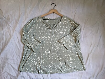 #ad L.L. Bean Top Green Polka Dot Knit Tunic Shirt Organic Cotton Womens Size 3X $19.88
