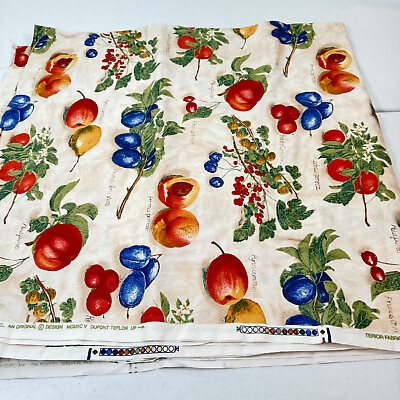 #ad dupont terior upholstery fabric red blue fruit floral cotton 100x54 2.7 yards $30.00