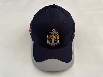 #ad New USN Navy Chief Embroidered Graphic Blue Hat One Size $24.99