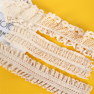 #ad 1 Yd Vintage Hollow Cotton Tassel Lace Crochet Trim DIY Clothing Curtain Decor C $2.79