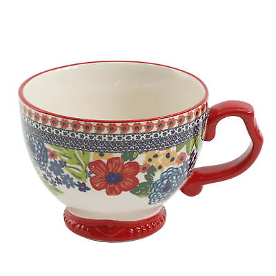 #ad The Pioneer Woman Dazzling Dahlias Red Ceramic 4 Piece Mug Set $20.52