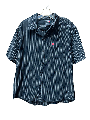 #ad O’NEILL Surf Dark Gray amp; Silver Striped Collared Soft Shirt Men size large $12.00