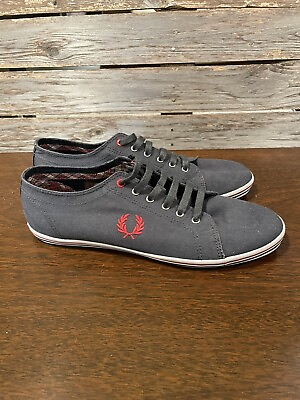#ad Fred Perry Mens Blue Canvas Shoes Size 10 Rare Punk Oi England Cock Sparrer $34.95