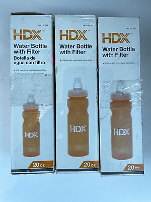 #ad x3 HDX 20 Oz Water Bottle With Filter Orange Portable BPA Free Plastic NEW $34.99