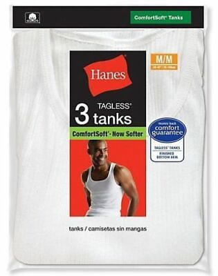 #ad 3 Pack Hanes Tagless Tanks Mens Undershirts Size M M $13.99