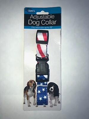 #ad Dukes Patriotic Dog Collar Red White Blue Star Spangled Up to 18quot; US Seller New $4.50