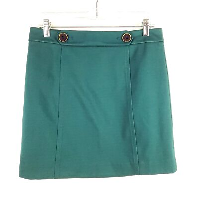 #ad LOFT Mini skirt Womens 8P Petite Hunter Green Preppy Academia Heavy twill Button $20.79