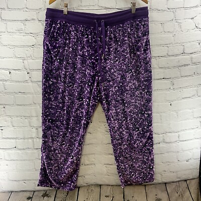 #ad Lularoe Cozy Pants Womens Sz 1X Purple Cheetah Print $10.20