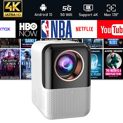 #ad 4K Projector Android TV 1080P UHD 5G WiFi LED Movie Video Home Theater HDMI AV $75.99