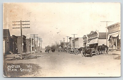 #ad #ad Hustler Wisconsin Main Street Dog Stops For Wagons Furniture Store 1915 RPPC $40.00