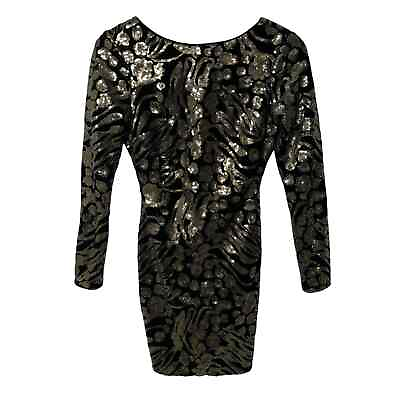 #ad DRESS THE POPULATION Dress Size Extra Small Lola Sequin Velvet Gold Scoop Back $44.49