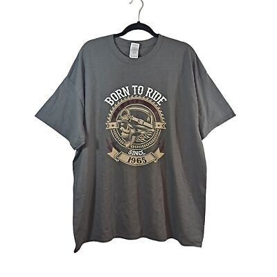 #ad Gilden Ultra Cotton quot;Born To Ridequot; Mens T Shirt Size 2XL Gray Short $14.99