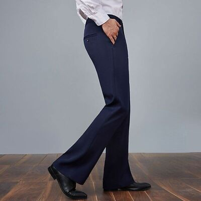 #ad Men Flared High Waist Fashion Pants Trousers Formal Suit Pants Bell Bottom Pant $45.12