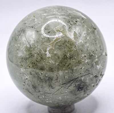 #ad 2.1quot; Prehnite w Epidote amp; Tourmaline Sphere Polished Crystal Mineral Ball Mali $43.96