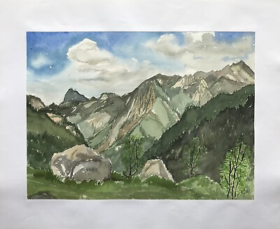 #ad Watercolour Mountain Landscape Sharp Hanging Alps Austria Tyrol? KL80 $85.22