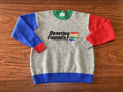 #ad Benetton Formula 1 Racing Team Wool Knitted Women#x27;s Sweater Size L Vintage $99.00