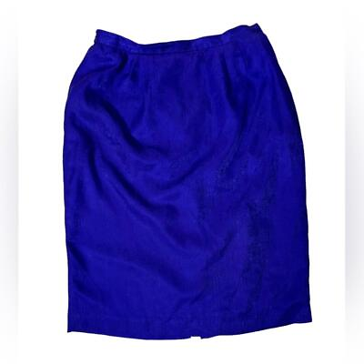 #ad Vintage 100% Silk Royal Blue Pencil Skirt 16 $20.00