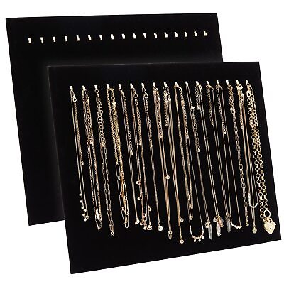 #ad 2 Pack Jewelry Display for Selling Black Velvet Boutique Necklace Stands Boar... $16.00
