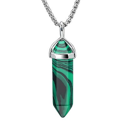#ad Natural Malachite Stone Pendant Crystal Chakra Healing Gemstone Necklace Gift $7.99
