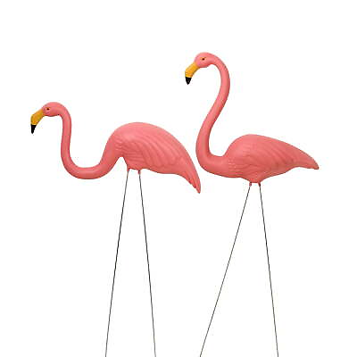 #ad Set of 2 Tropical Pink Flamingo Outdoor Lawn Stakes $20.89