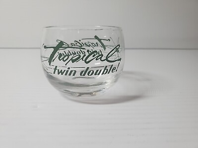 #ad Vintage Tropical Twin Double Shot Glass Cup Small Bar Clear Green $24.99