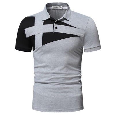#ad ZONBAILON Men#x27;s Color Contrast Fashion Versatile Sport Short Sleeve Polo Shirt $37.59