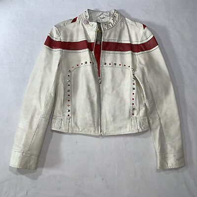 #ad 1992 Vintage Wilsons Leather Jacket Embellished Rock and Roll fashion size med $275.00