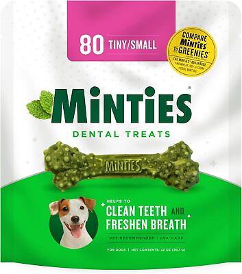 #ad Minties Dog Dental Bone Treats Bad Breath Chew Dogs Sm Tiny VALUE PACK 80 Pc New $22.24