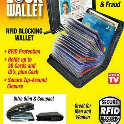 #ad Lock Wallet As Seen on TV Amazing Slim Leather RFID Card Wallet ID Holder Purses $11.99