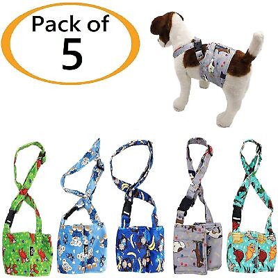 #ad PACK of 5 Dog Male Diapers BELLY BAND Wrap Washable SOFT Fleece SUSPENDERS XS L $50.99