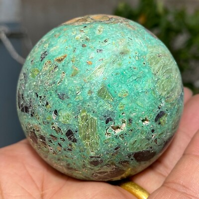 #ad 370g Natural Green Prehnite Crystals Sphere Ball Healing Rough Mineral Specimen $119.00