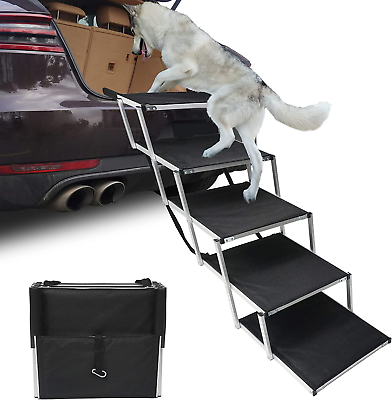 #ad Extra Wide 5 Step Dog Car Ramps Dog Ramps for Large Dogs Folding Dog Ramp Portab $143.99