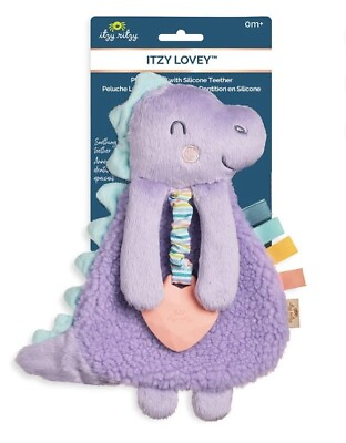 #ad New Itzy Ritzy Brand Itzy Purple Dinosaur Plush Baby Lovey Teether Plush Toy $14.99