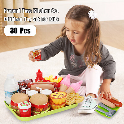 #ad 30 Pcs Play Food Pretend Toys Kitchen Set Pretend Food Children Toy For Kids E4 $27.99