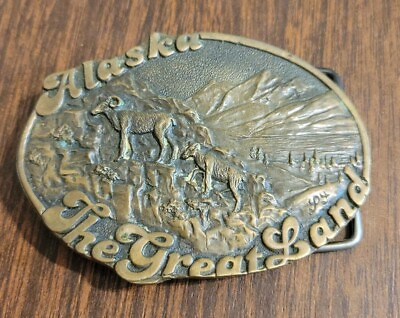 #ad 1983 Alaska The Great Land Belt buckle Alaska Frontier Arts LTD Numbered $14.00