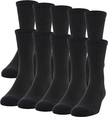 #ad Black 12 Pairs Ankle Quarter Crew Mens Socks Cotton Long Size 9 11 10 13 Sports $6.88