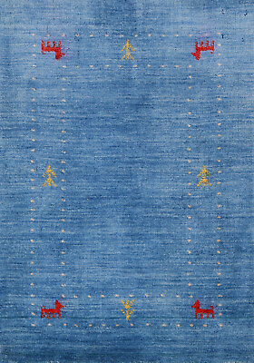 #ad Oriental Gabbeh Rug Blue Handmade Wool 2x3 ft. for Foyer $85.00