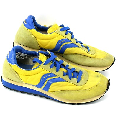 #ad VTG Saucony Men#x27;s Yellow Blue 1980 Trainers SAMPLE PAIR  RR SS Size 9 RARE $120.00