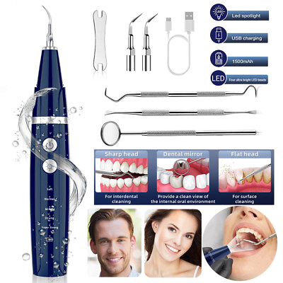 #ad Ultrasonic Plaque Tartar Calculus Remover for Teeth 5 Modes Dental Cleaning Kit $30.99